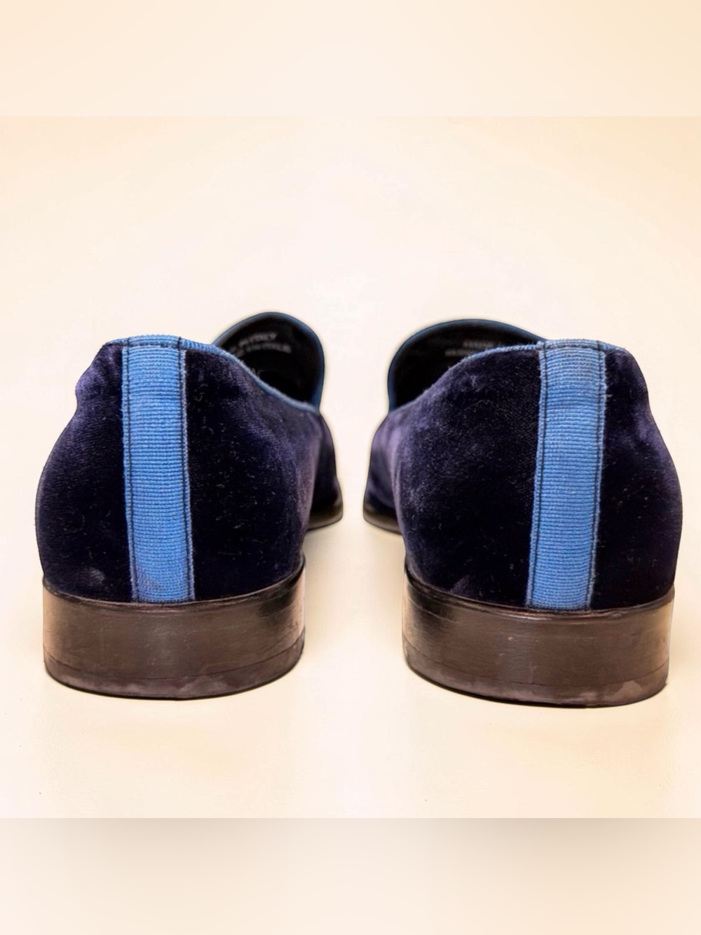 Saks Fifth Avenue Velvet Loafers Made in Italy Navy Blue Size 10M Luxury Slip-On - Picture 4 of 16